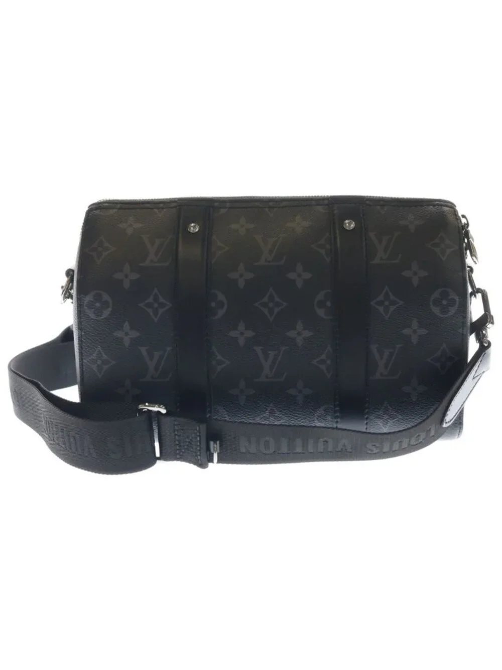 Louis Vuitton Monogram Eclipse City Keepall 2-Way Shoulder Bag Black Leather
